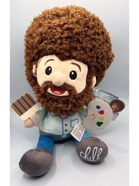 Fiesta Toys Bob Ross  Plush Toy w/ Paint & Brush 13” Official Licensed With Tags